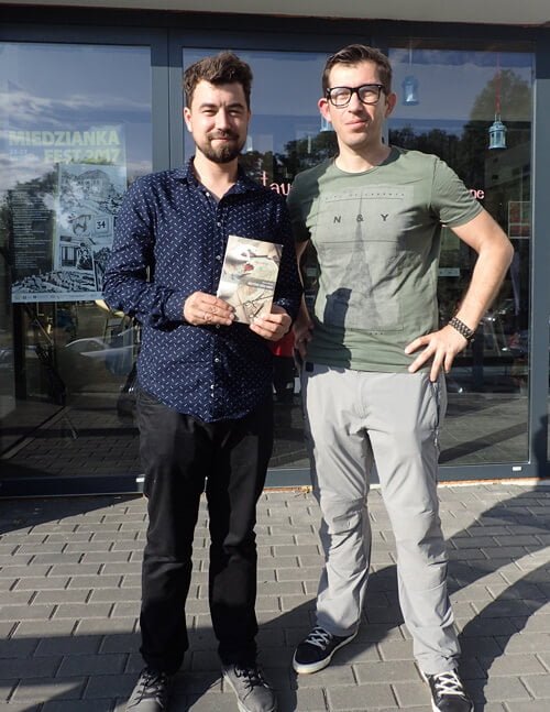 Kamil Bałuk i Jarek Danielak podczas festiwalu reportażu Miedzianka Fest